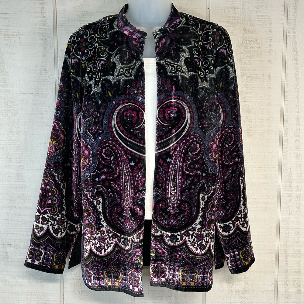 Vtg Laura Ashley Velvet Whimsigoth Blazer Jacket Paisley Artsy Career 90s Purple